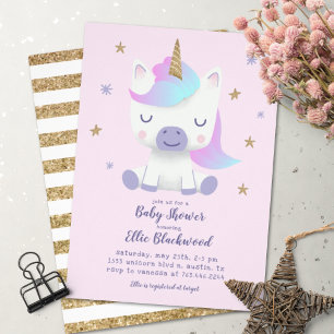 Unicorn Baby Shower Inbjudningar