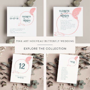 Art nouveau Vintage Butterfly Dusty Rosa Bröllop Program