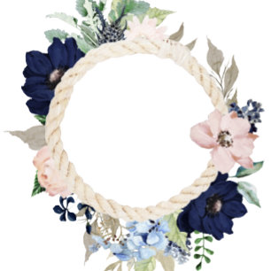 Marina Nautical Blooms Navy  Rosa Bröllop Inv Inbjudningar