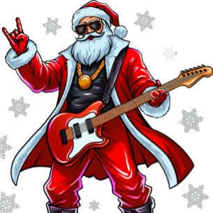 Santa Sten! Funny Jultomten som spelar gitarr Julgransprydnad Metall