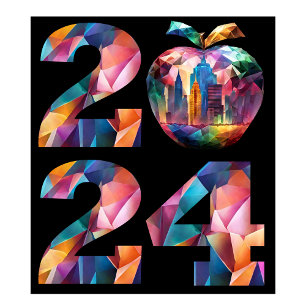 2024 Nyårsafton-Colorful=Hälsning- Helgkort