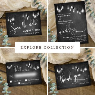 Chalkboard Edison Ljus, Save Date Script Spara Datumet