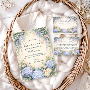 Romantisk Blå Hortensia Trädgårds Baby Shower Pappersservett