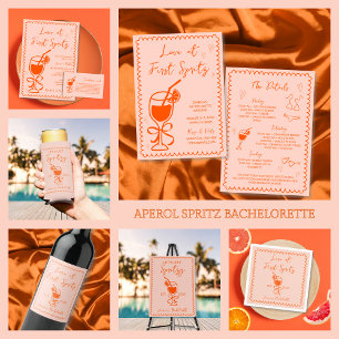 Aperol Spritz Playful Chic Hand plockade Bachelore Vinflaska Etikett