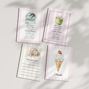 Coastal Chic Preppy Gamla Pengar Sommar Födelsedag Inbjudningar