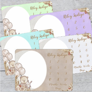 Neutralt Boho Bear Måne Baby Shower Inbjudan