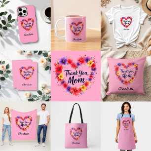 Tack Mamma   Personlig Blommigt Mors dag Tygkasse