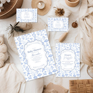 Toile De Jouy Mushroom Woodland Diapper Raffle Tilläggskort