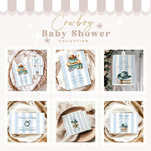 Blue Little Cowboy Modern Western Baby Shower Pappersservett
