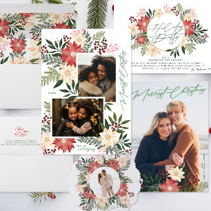 Elegant Julfest Poinsettia Utandningspendör Inbjudningar