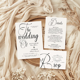 Modern Black Script Bröllop OSA Kort