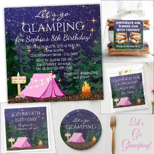 S'mores Glamping Födelsedagsfest Fyrkantigt Klistermärke