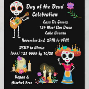 Day of the dead Sugar Skull Skeletons Vykort