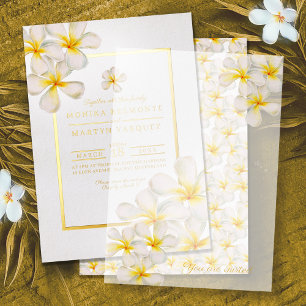 Tropisk Frangipani guld efter party bröllop Inbjudningar