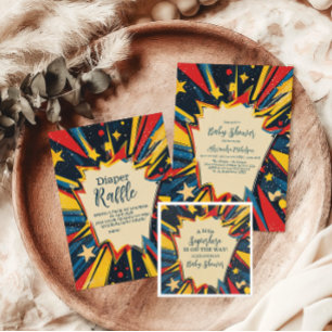 Vintage Tecknad Boy Baby Shower Diapper Raffle Tilläggskort