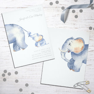 Mamma och Baby Elephant Baby Shower Inbjudningar