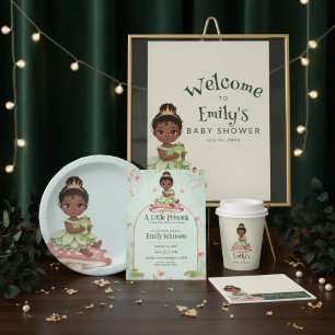 Liten prinsessa groda baby shower inbjudan