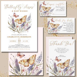 Budget Little Butterfly Rosa Baby Shower Inbjudan