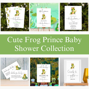 Skutt på över cute Frog Prince Shower Inbjudningar