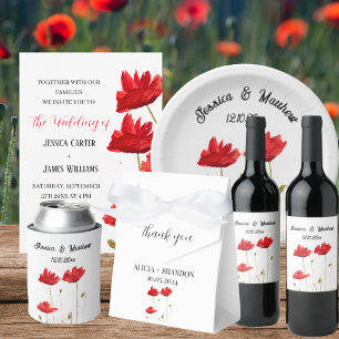 Red Poppies Watercolor Script Blommigt Bröllop