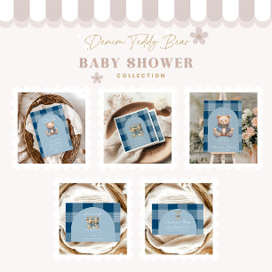 Denim Nalle Baby Shower Inbjudningar