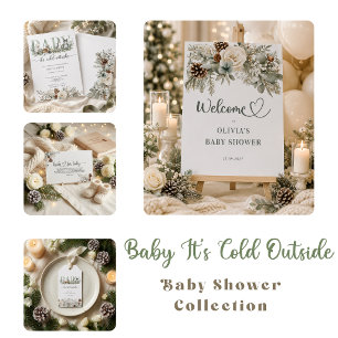 Baby It's Cold Outside Vinterdjur Baby Shower Tack Kort