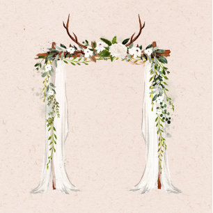 Boho Hjort Antlers White Canopy Rustic Inbjudningar