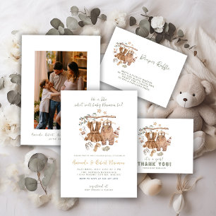 Minimalist Boho Nyfödd bebis Shower Boy Clotheslin Tack Kort