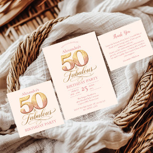 Rose Gold Elegant 50-årsdag Tack Kort