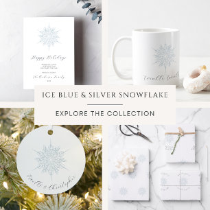 Foto för familjen Ice Blue Snowflake Glad helg Julkort
