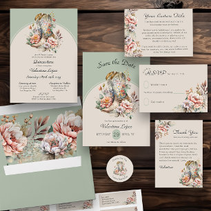 Boho Blommigt Western Cowgirl Boots Monogrammed OSA Kort