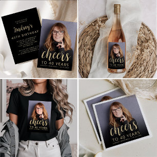 40:e födelsedag Party fotoboers Vinflaska Etikett