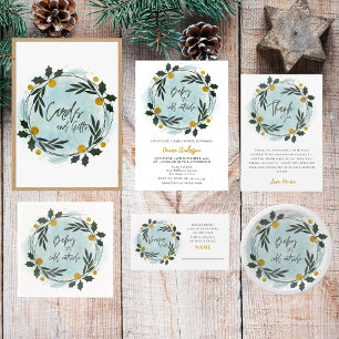 Baby It's Cold Outside Vinter Blå Guld Bebis Showe Presentetikett