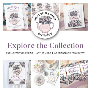 Girls Birthday Tea Party Blommigt Vimplar