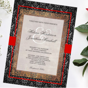 Vintage Tuscan Damask Italy Elegance Inbjudningar