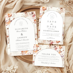 Airy Meadow Botaniska Bröllop Tack Kort