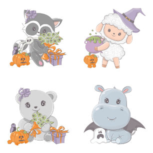 Halloween Hippopotamus Little Boo Baby Shower Inbjudningar