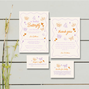 Babyskor för Cute Lavender & Orange Butterfly Fyrkantigt Klistermärke