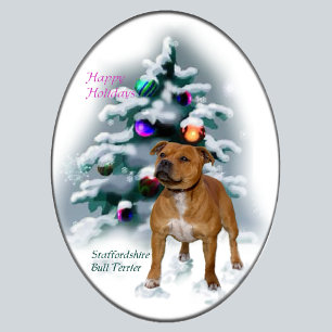 Stafford Bull Terrier-julgåvor Helgkort