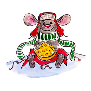 God jul och Gott nytt år Ost Mouse Helg Vykort