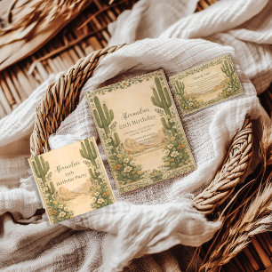 Vintage Desert Botanicals Födelsedag Inbjudningar