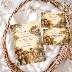 Rustik pojke västern boho baby shower inbjudningar