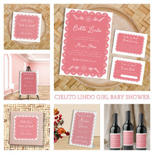 Cielito Lindo Papel Picado Girl Baby Shower Vinflaska Etikett