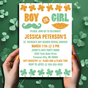 Visa Gender för Cute Saint patrick's day Baby Show Runt Klistermärke