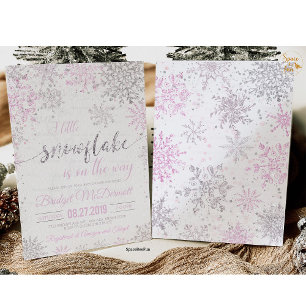 Snowflake Winter Baby dusch Girl Inbjudningar