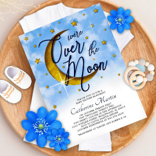 Starry över Måne Blue Guld Pojke Shower