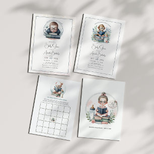 Sagobok Vår Nästa Kapitel Baby Shower Bingo Spel Inbjudningar