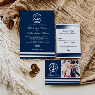 Nautical Navy Knut Wedding-adress Etikettband