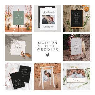 Modern svartvit skript contemporary bröllop inbjudningar