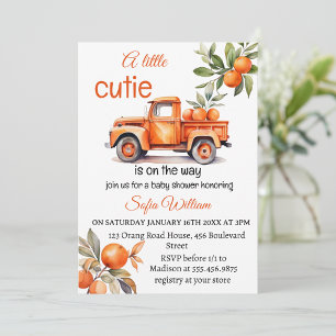 liten cutisk babydusch i orange lastbil inbjudningar